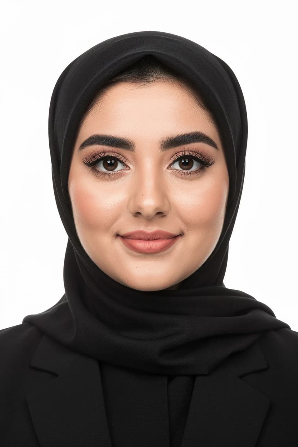 پرتره در سبک پرسنلی با مقنعه، زمینه سفید